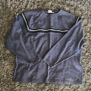 Blue Crewneck Sweater with Horizontal Stripe